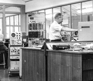 Roke employees work in the old Tram Sheds in the 1950s