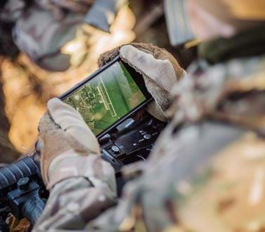 A soldier using a dismounted situational awareness device