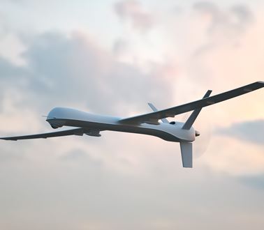 An unmanned aerial vehicle in flight