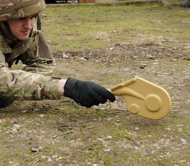 A soldier uses Groundhunter wand
