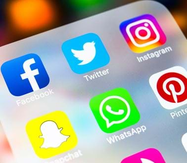 Social media apps on an iPhone