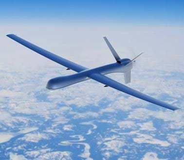 An unmanned aerial vehicle in flight